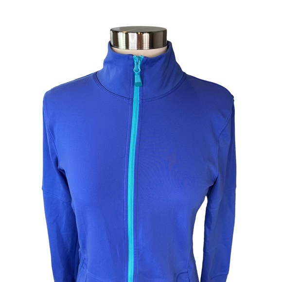 The North Face Zip Up Shirt Vapor Wick Mock Neck Stretch Pockets Blue Medium - Picture 2 of 11